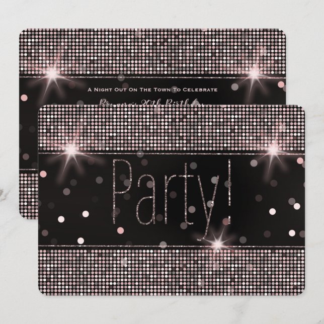 Rose Gold Blush Pink Sparkle Lights Party Invitation (Front/Back)
