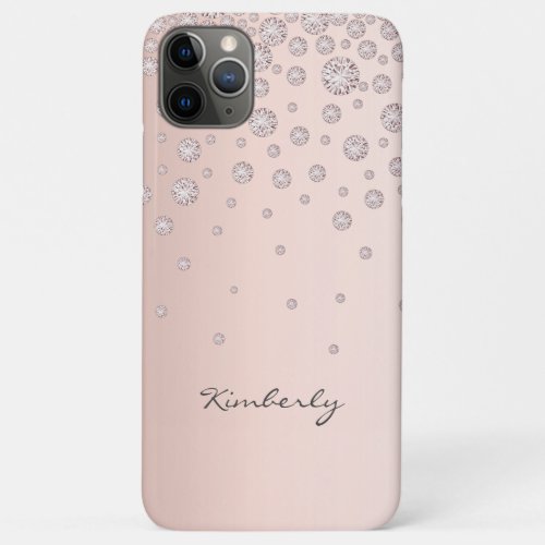 Rose gold blush pink sparkle name iPhone 11 pro max case