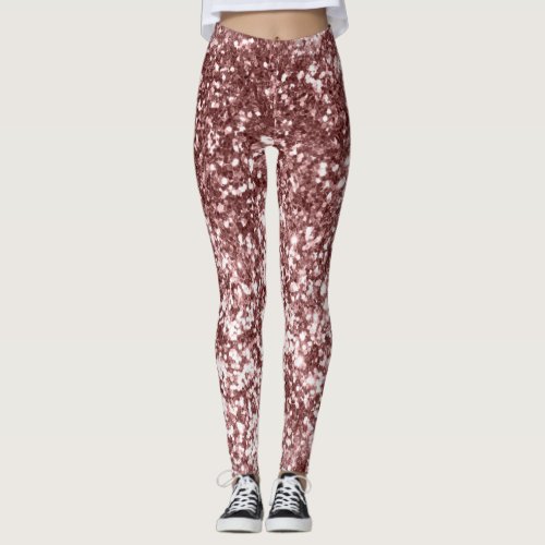 Rose Gold Blush Pink Sparkly  Leggings