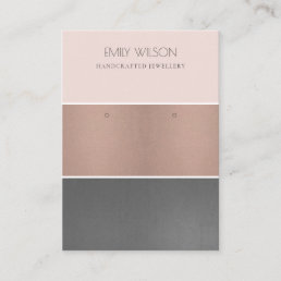 ROSE GOLD BLUSH PINK STEEL STRIPS EARRING DISPLAY BUSINESS CARD