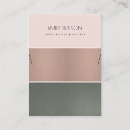 ROSE GOLD BLUSH PINK STEEL STRIPS NECKLACE DISPLAY BUSINESS CARD