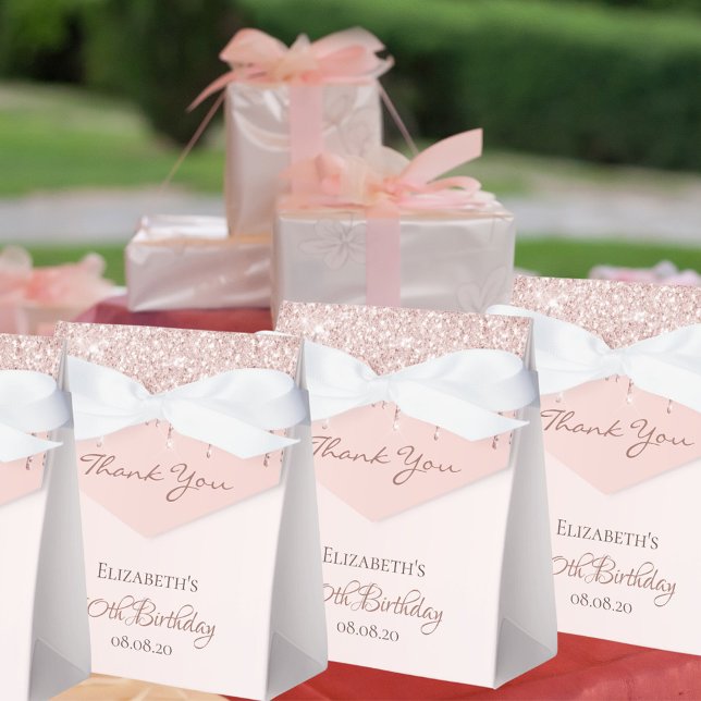 Rose gold blush pink thank you 50th birthday favor boxes (Creator Uploaded)