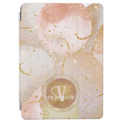 Rose Gold Blush Pink Watercolor Marble Glitter iPad Air Cover