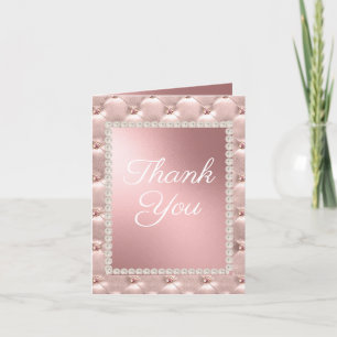 Rose Gold Blush Pink White 100th Birthday Party Letterpress Thank You Card