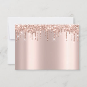 Rose Gold Blush Powder Glitter Spark RSVP Card
