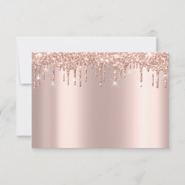 Rose Gold Blush Powder Glitter Spark RSVP Card (Front)
