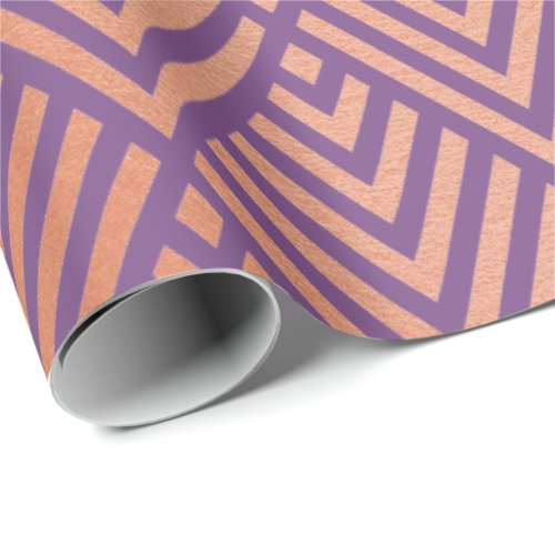 Rose Gold Blush Purple Geometry Art Deco Copper Wrapping Paper