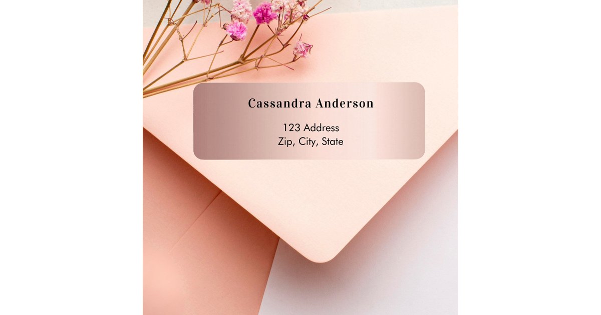 Rose gold blush return address label | Zazzle