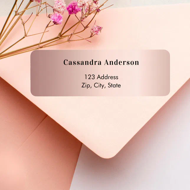 Rose gold blush return address label | Zazzle