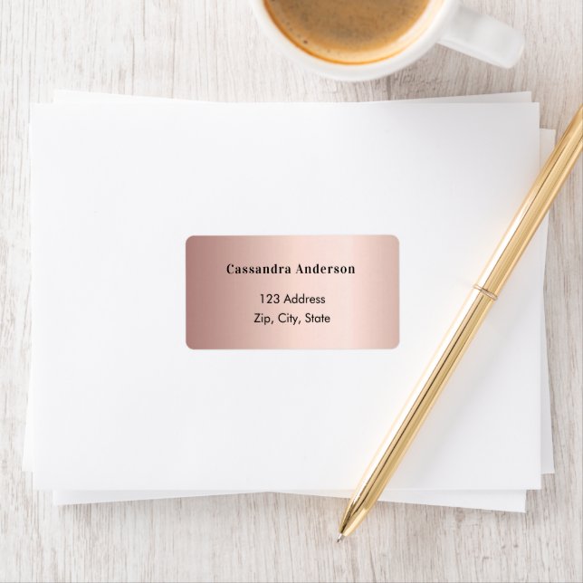 Rose gold blush return address label (Insitu)