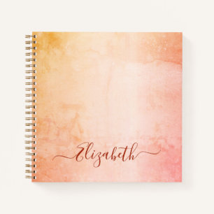Rose gold blush rustic marble name notebook