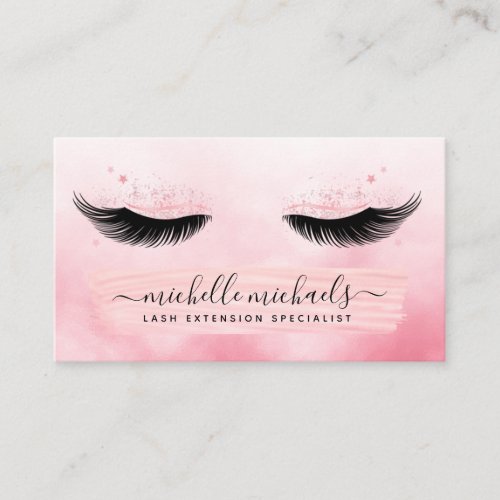 Rose Gold Blush Salon Lashes Aftercare Instruction Business Card