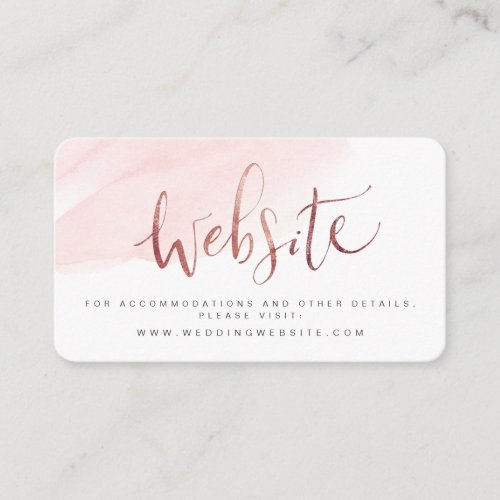 Rose Gold Blush Script Wedding website Insert card