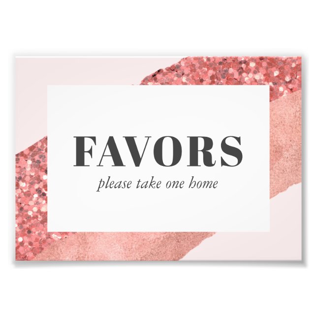 Rose Gold, Blush & Sequin Bridal Shower Favors Photo Print (Front)