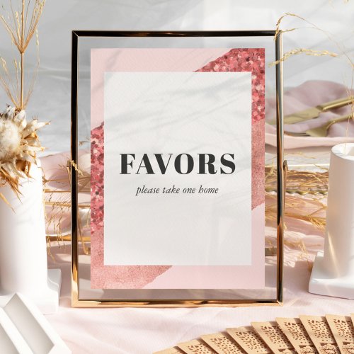 Rose Gold Blush  Sequin Bridal Shower Favors Poster