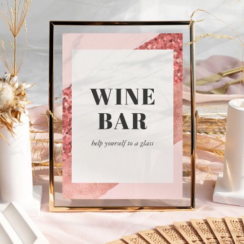 Rose Gold Blush  Sequin Bridal Shower Wine Bar Poster