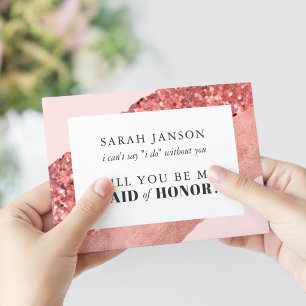 Rose Gold, Blush & Sequin Maid of Honor Invitation
