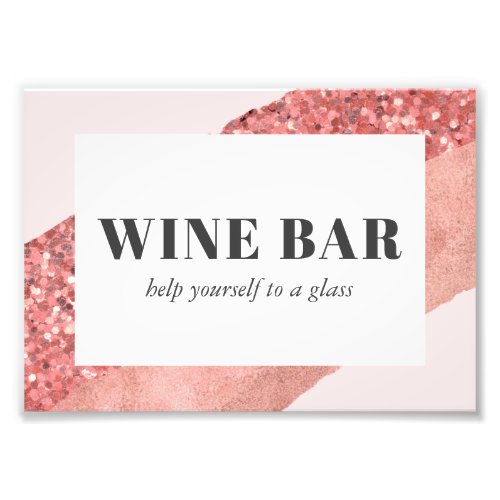 Rose Gold Blush  Sequin Wine Bar Photo Print