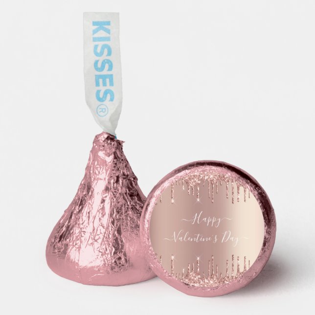 Rose Gold Blush Sparkle Drips - Valentine's Day Hershey®'s Kisses® (Front)