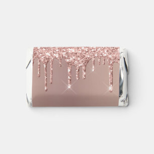 Rose Gold Blush Sparkle Drips - Valentine's Day Hershey's Miniatures