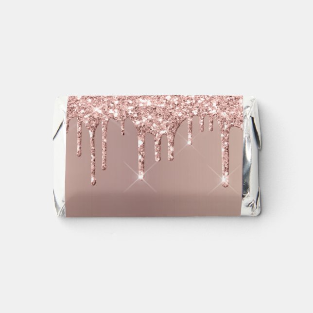 Rose Gold Blush Sparkle Drips - Valentine's Day Hershey's Miniatures (Front)