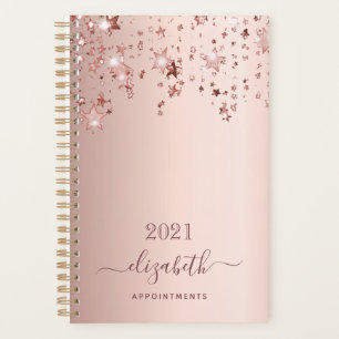 Rose gold blush stars name planner