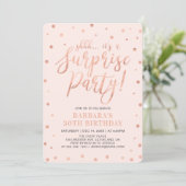 Rose Gold & Blush | Surprise Womens Birthday Party Invitation (Standing Front)