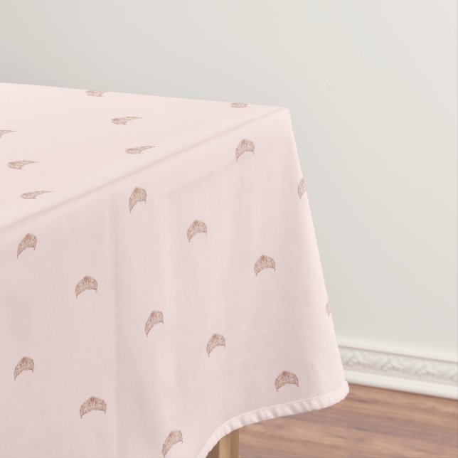 Rose gold blush tiara crown birthday girl tablecloth (In Situ)