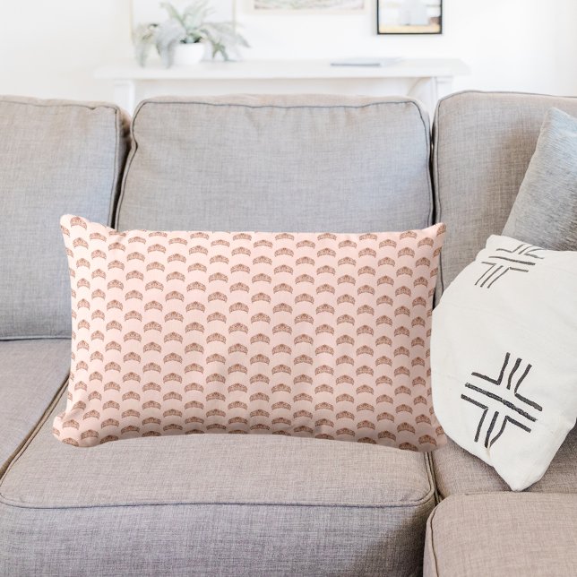 Rose gold blush tiara crown pattern girl throw pillow (Creator Uploaded)