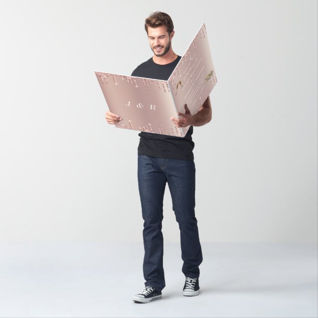 Rose Gold Blush Wedding Invitation Glitter Drips (In Situ)