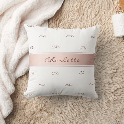 Rose gold blush white monogram name initials  throw pillow