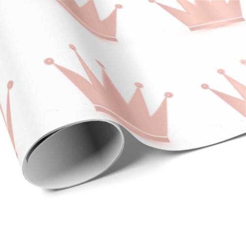 Rose Gold Blush White Prince Princess Wrapping Paper