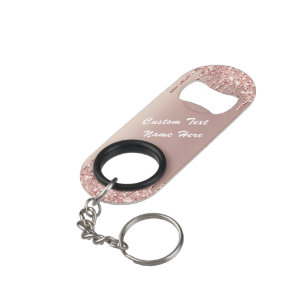 Rose Gold Blush Your Text Keychain Bottle Opener