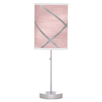 Rose Gold Blushing Pink & Silver Lines Chic Table Lamp