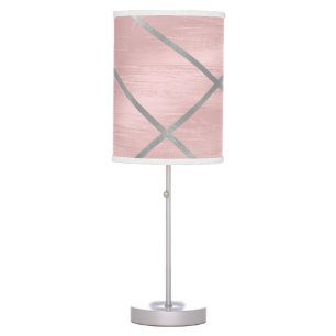Rose Gold Blushing Pink & Silver Lines Chic Table Lamp
