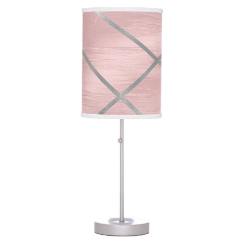 Rose Gold Blushing Pink  Silver Lines Chic Table Lamp