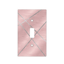 Rose Gold Blushing Pink & Silver Lines Light Switch Cover