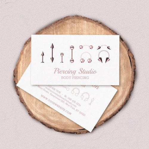 Rose Gold Body Piercing Studio Business Card