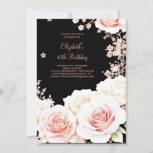 Rose Gold Boho Custom 40th Birthday Invitation