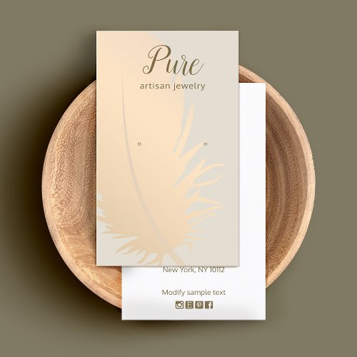 Rose Gold Boho Feather Earring Display Business Card