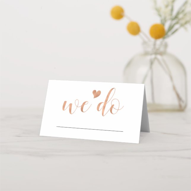 Rose Gold Boho Wedding Place Cards (Front)