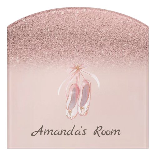 Rose Gold BokehFlower Ballet Shoes  Door Sign