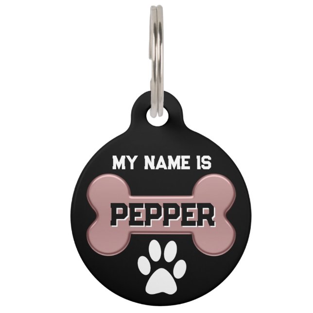 Rose Gold Bone | Personalize  Pet ID Tag (Front)