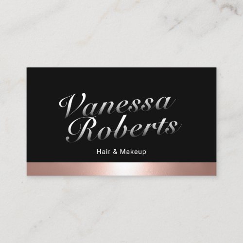 Rose Gold Border Classy Typography Beauty Salon Business Card