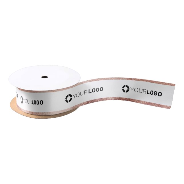 Rose gold border custom company logo business gift satin ribbon (Spool)