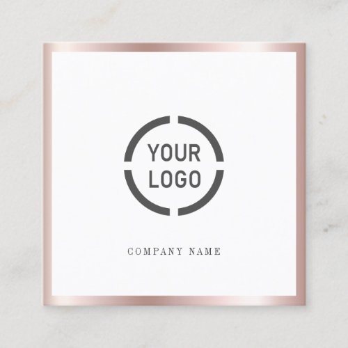 Rose gold border custom company logo professional square business card