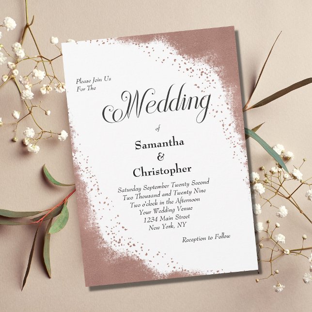 Rose Gold Border Glam Bling Modern Elegant Wedding Invitation (Creator Uploaded)