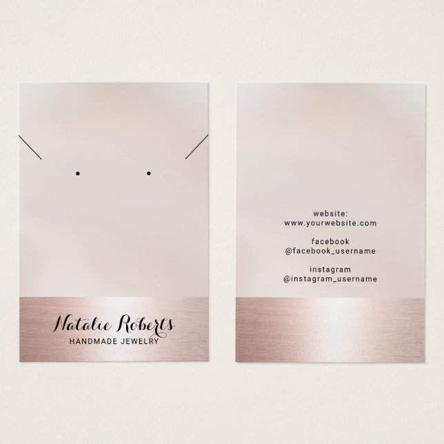 Rose Gold Border Jewelry Earring Necklace Display (Front & Back)