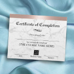 Rose Gold Border Marble Certificate Completion<br><div class="desc">Modern Rose Gold Border Marble Certificate of Completion Awards.</div>