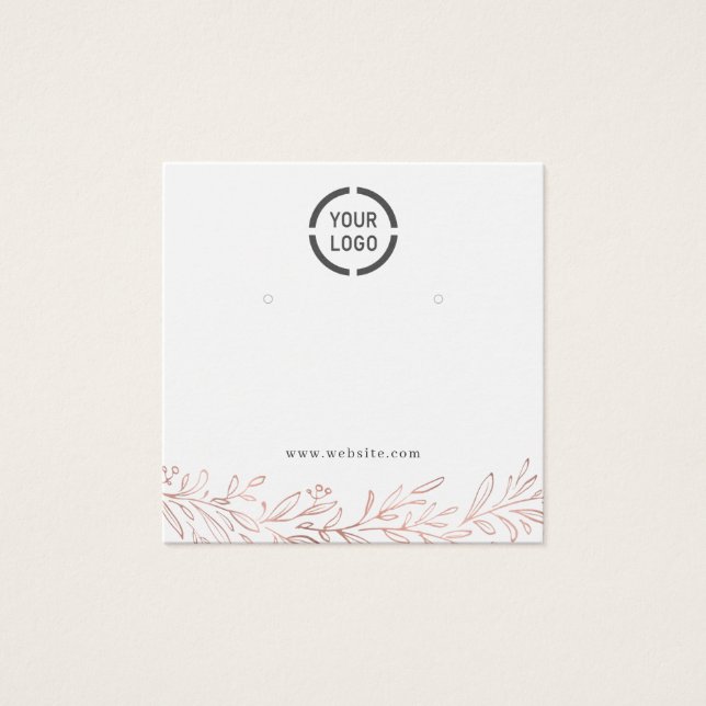 Rose gold botanical custom logo earring display (Front)